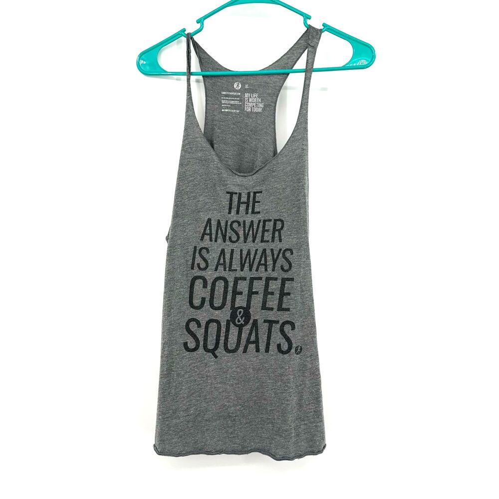 Crossfit Size‎ XL Tank Gray Coffee Sleeveless Activewear Gym Exercise Running